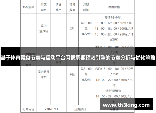 基于体育健身节奏与运动平台习惯周期预测引擎的节奏分析与优化策略